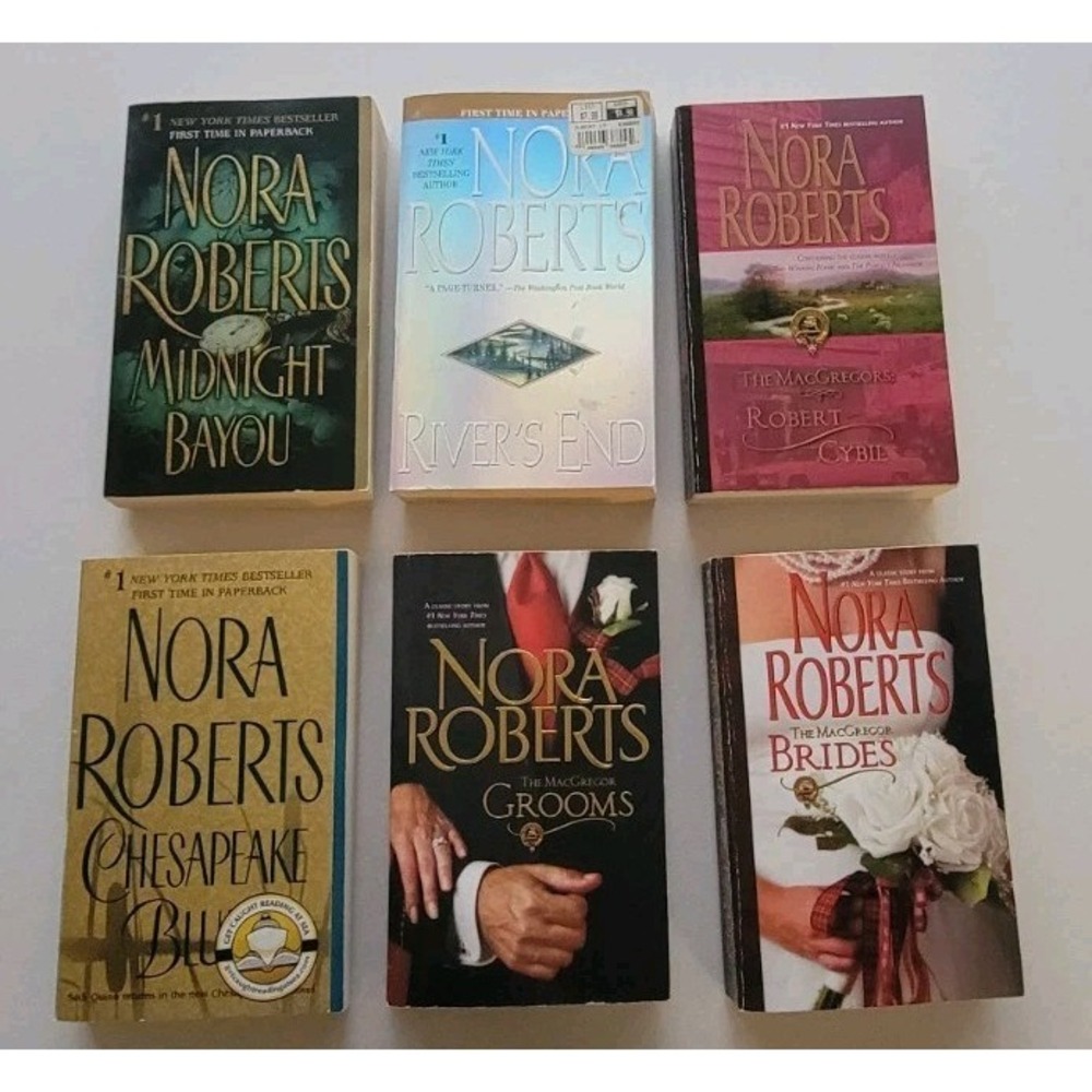 Nora Roberts Book Lot 6 Paperback Books Groom's, Bride's, Rivers End, Mixed Lot